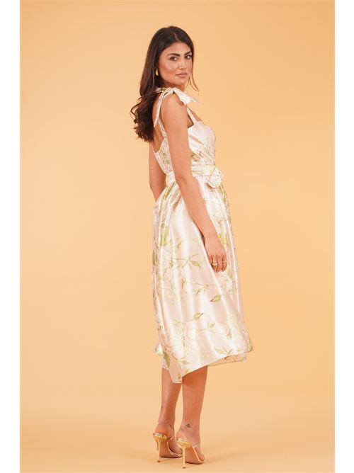 Abito in raso fantasia twins fantasy | T4854BEIGE